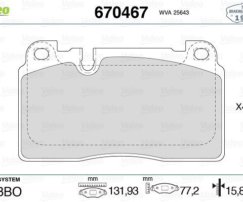 BRAKE PAD VWA25643 670467 50