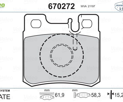 BRAKE PAD WVA21197 670272 050