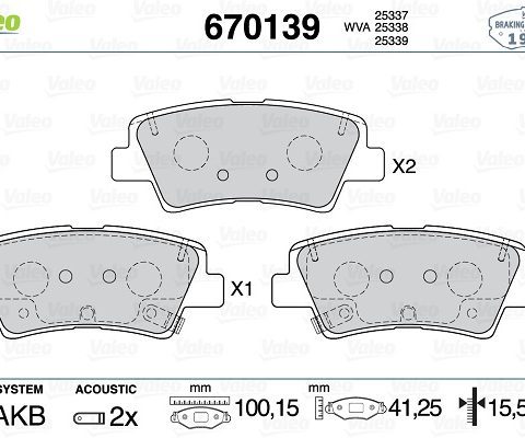 VALEO BRAKE PAD SET 670139 01